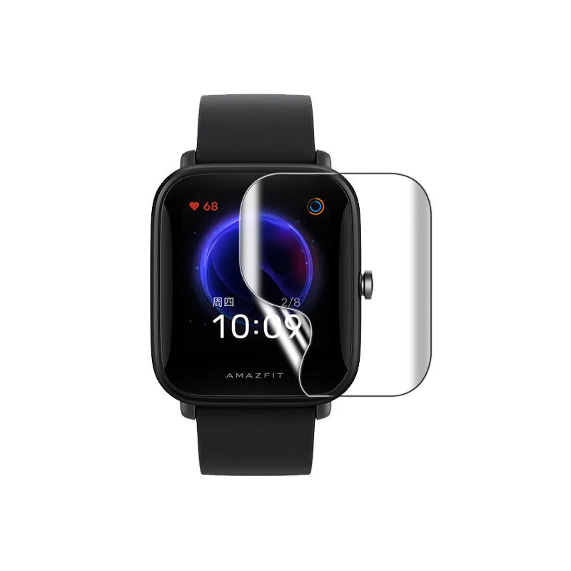 Easy-tear TPU hydrogel screen protector film for Amazfit Bip S smartwatch.