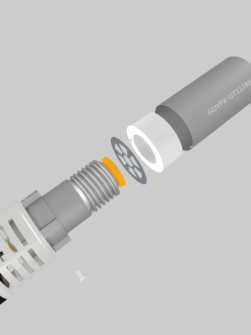 Metal portable flamethrower torch with frosted finish and child lock.