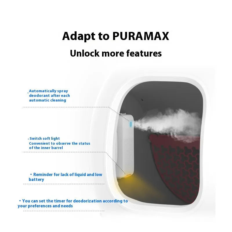 Smart automatic pet odour removal machine with bracket and purification liquid bottles.