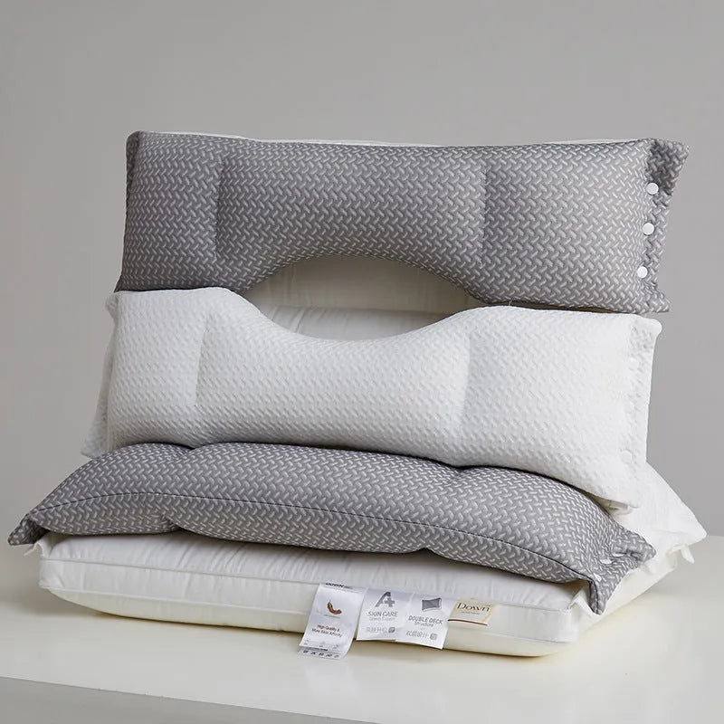 Double-layer chemical fibre pillow for cervical support in low loft style, 40x60cm adult household pillow