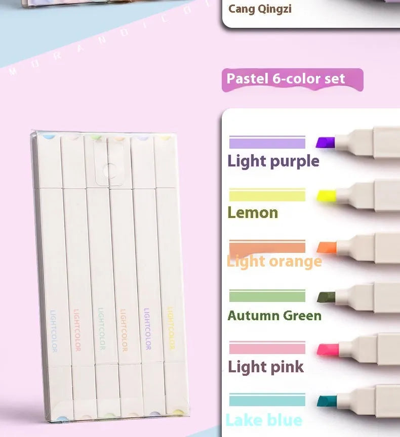 Set of double-ended fluorescent highlighting pens in mixed colours on a white background.