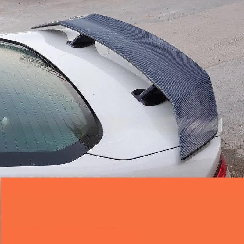 Universal punch-free ABS plastic car spoiler in bright black finish