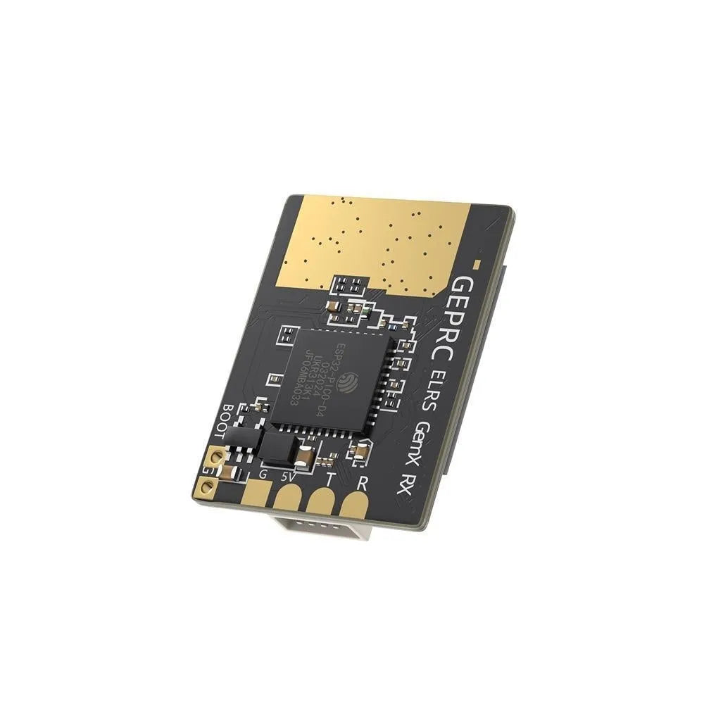 ELRS 915M 2.4G dual-frequency metal receiver base plant with two T-shaped antennas and silicone connecting wire.