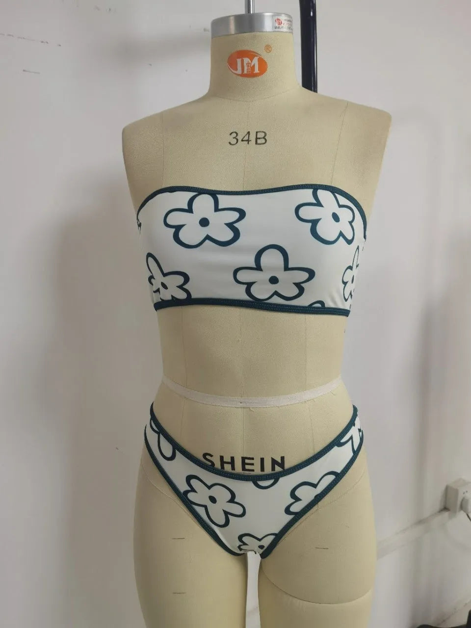 Women's ocean green bikini set with split briefs two piece swimsuit on white background