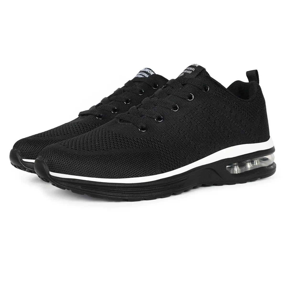 Casual Flyknit running shoes in multiple colours showing mesh upper and PU sole.