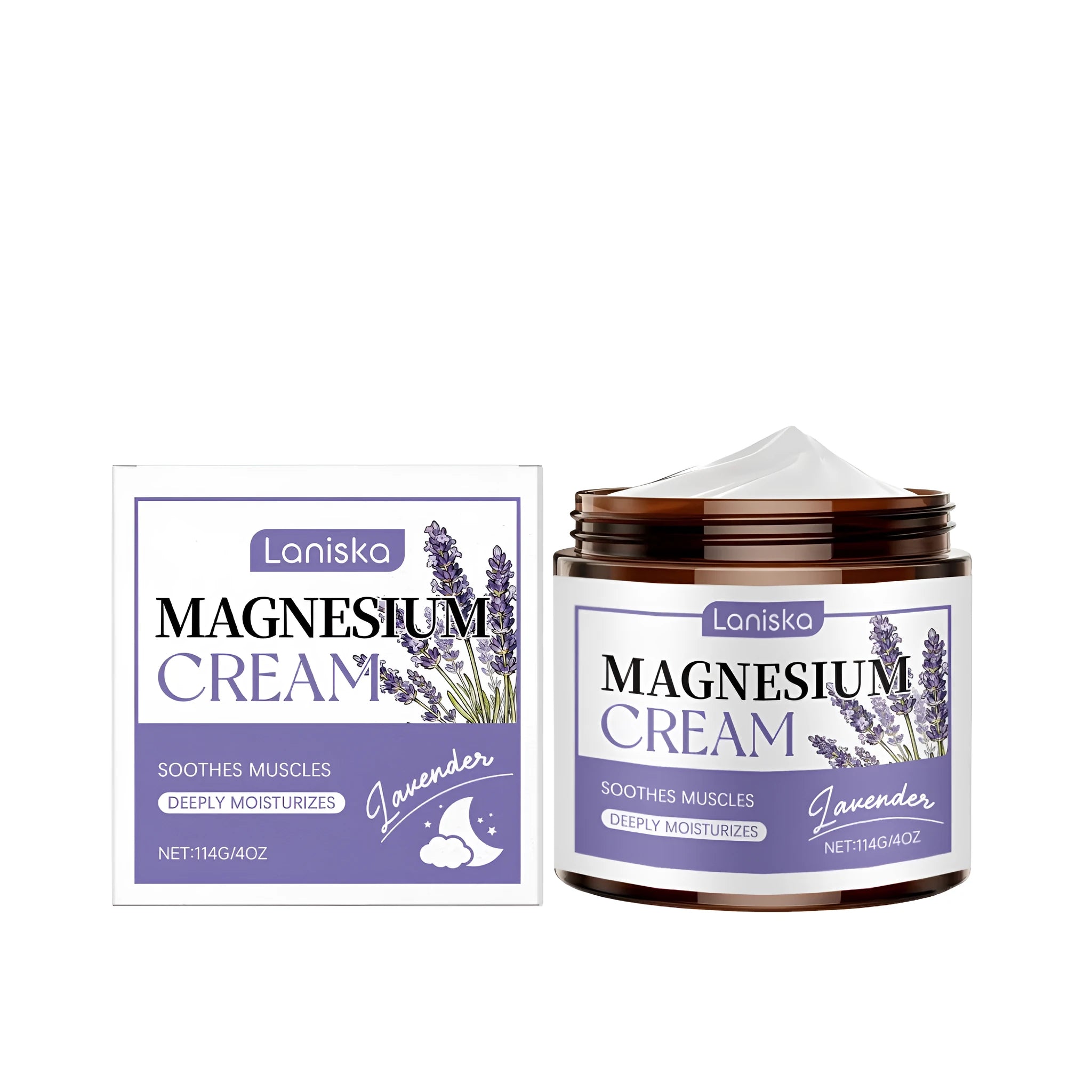 114g jar of Lavender Sleep Magnesium Cream with lavender oil and shea butter
