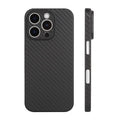 Kevlar carbon fibre texture PP phone case in Pure Black or Titanium Gray, minimalist back cover for iPhone