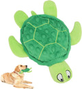 Blue sea turtle plush dog toy with squeaker for small dogs measuring 25cm