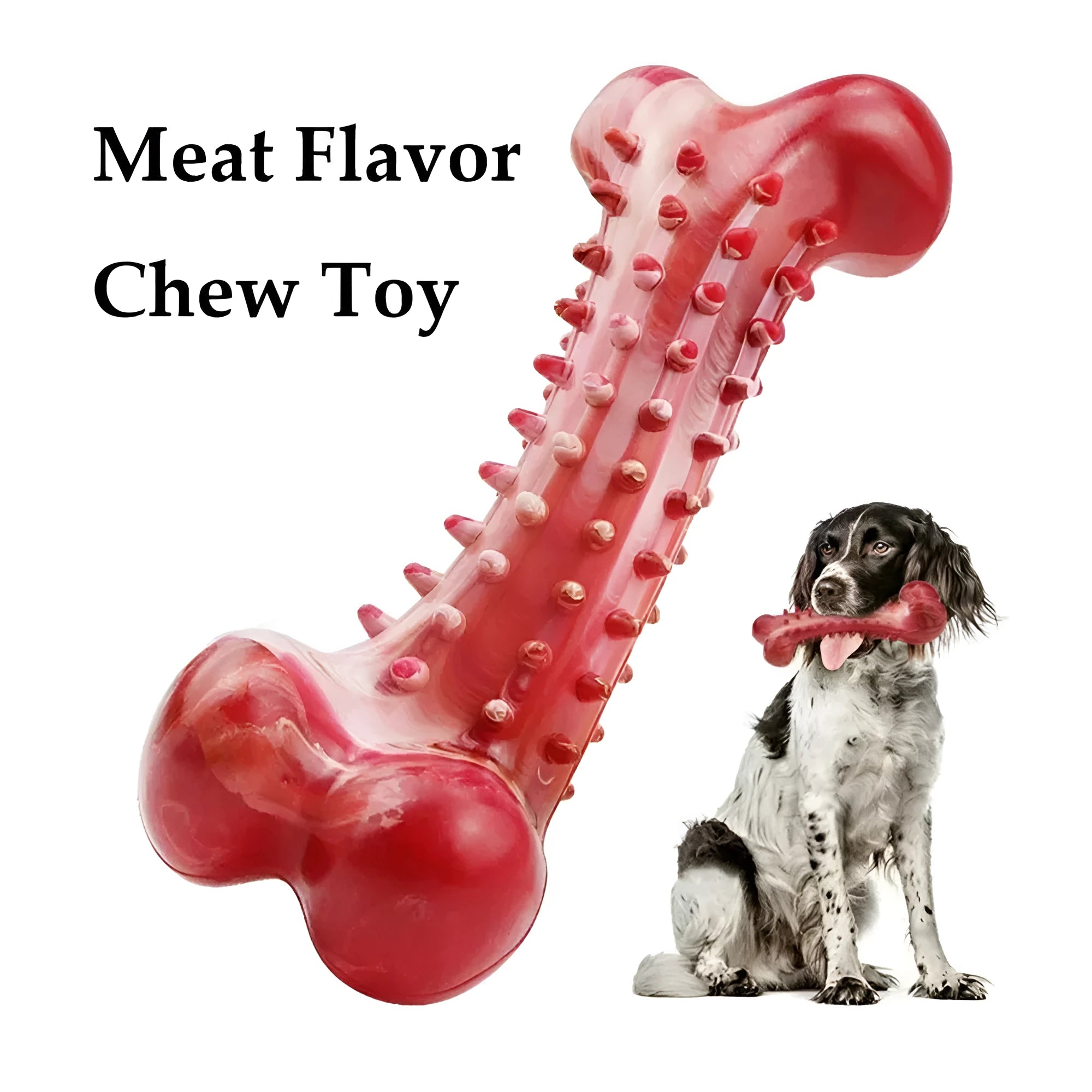Red natural rubber dog chew toy with raised nodules for aggressive chewers