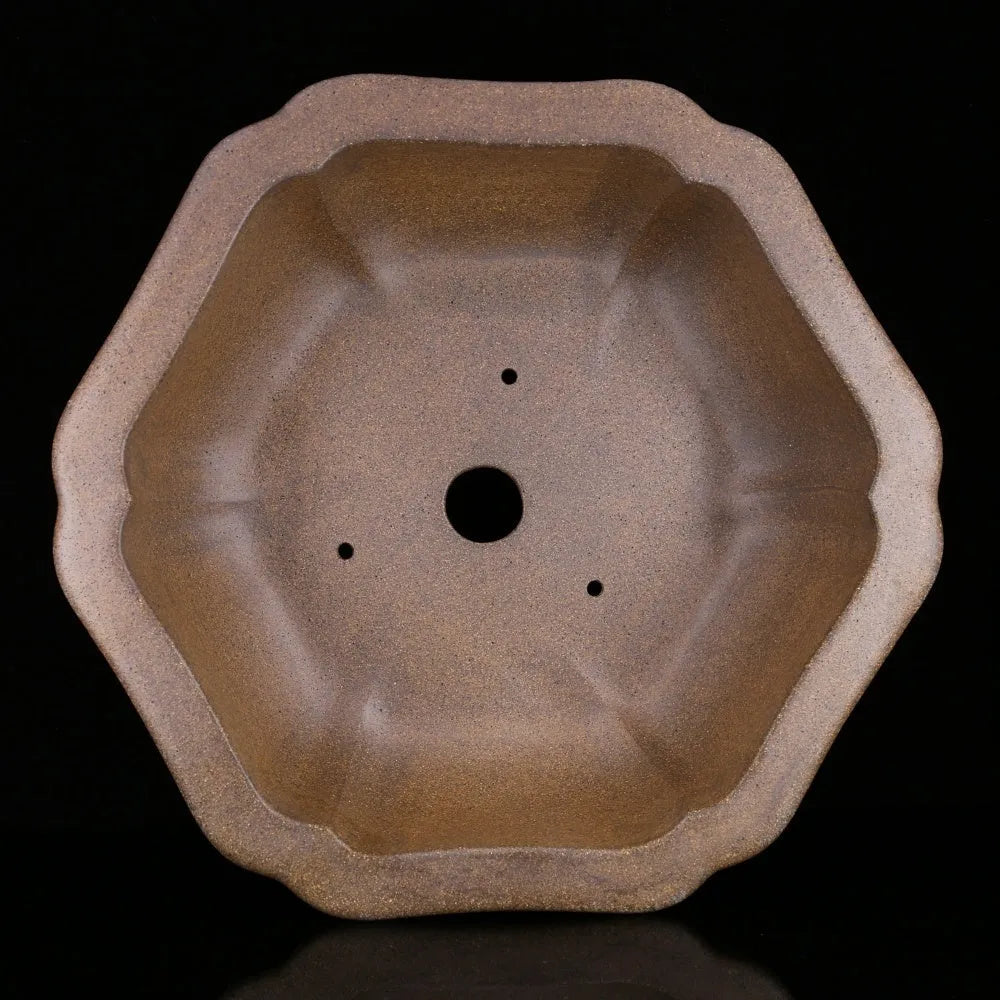Handcrafted large purple sand plant basin in hexagonal or begonia shape for tea pot cultivation