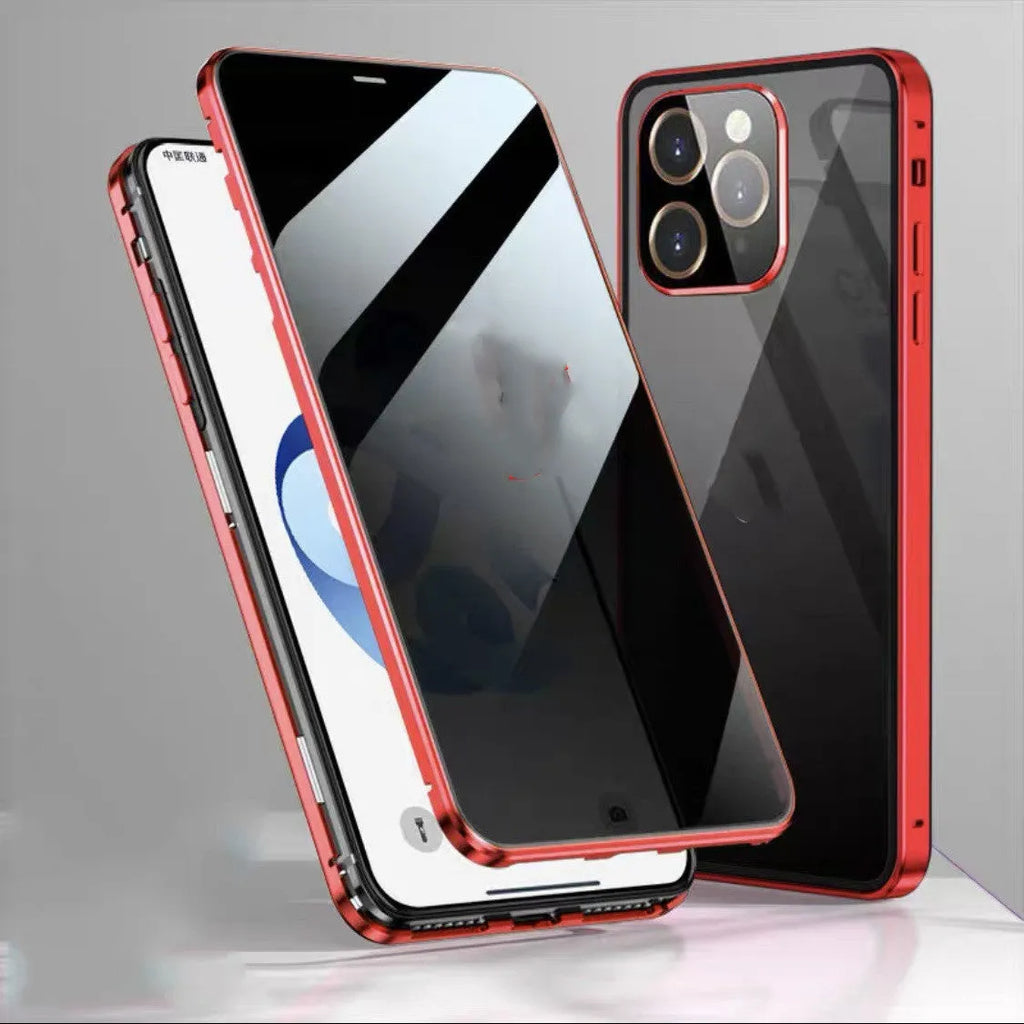Magneto double-card buckle double-sided glass phone case for iPhone Pro Max in black