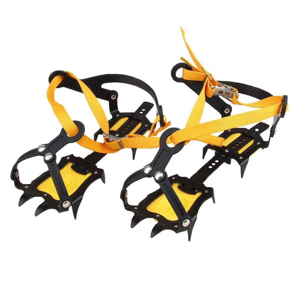 Professional non-slip shoe cover with ten steel teeth for ice and snow traction, orange colour