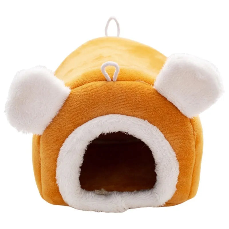 Thick cloth hamster nest bed in orange or grey, 12cm and 15cm cube sizes for winter use