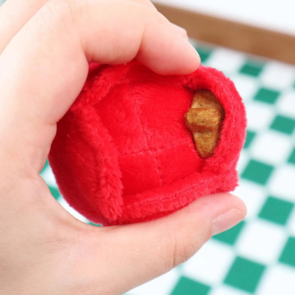 Plush rose flower dog chew toy with squeaker for small medium dogs