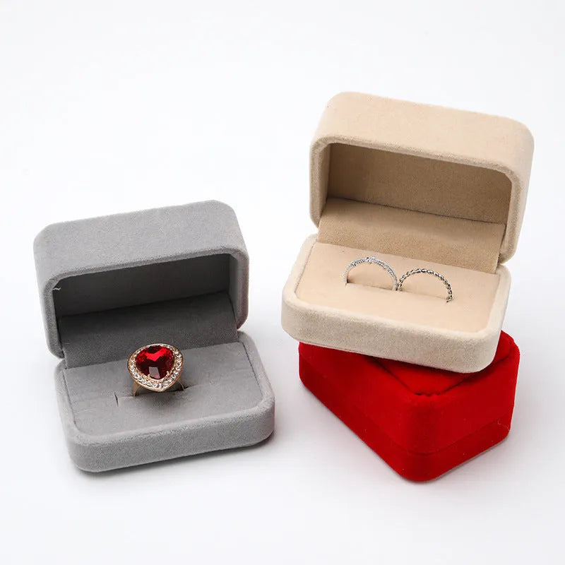 Flannelette ring box in velvet finish with ring inside, 5x7.5x4 inch size, multiple colours available