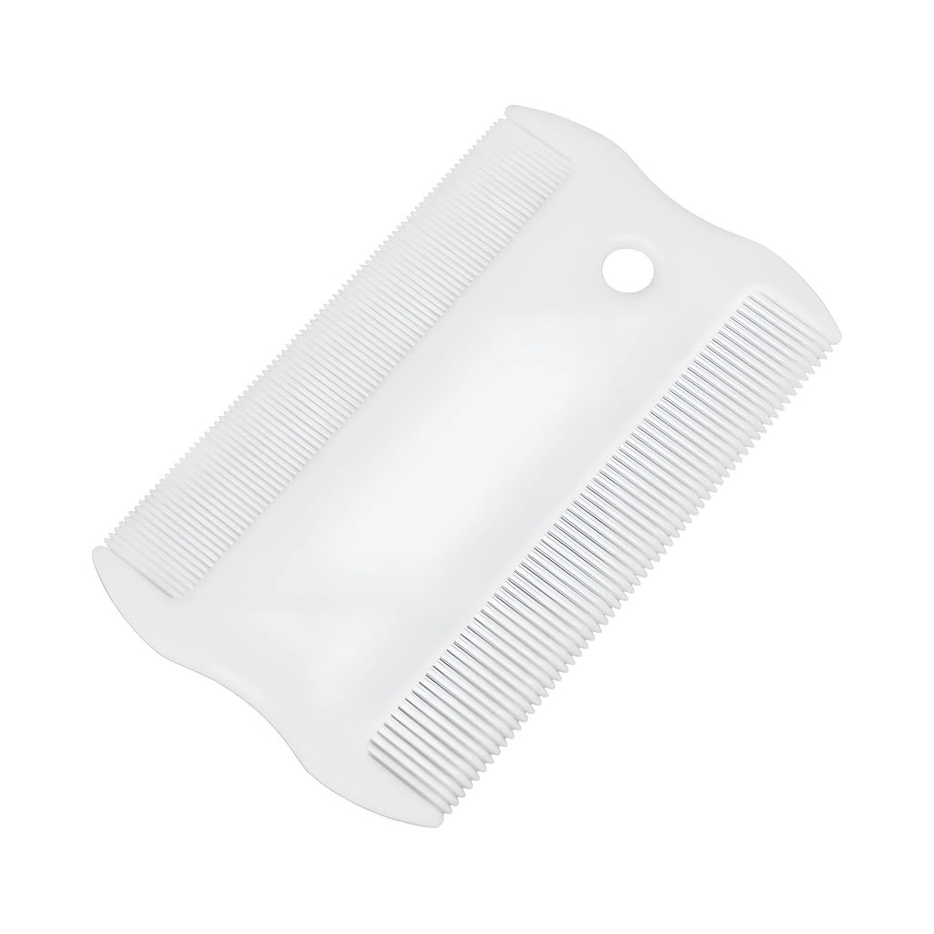 Double-sided plastic flea comb for pets with dense teeth and compact 0.85 x 5 cm dimensions