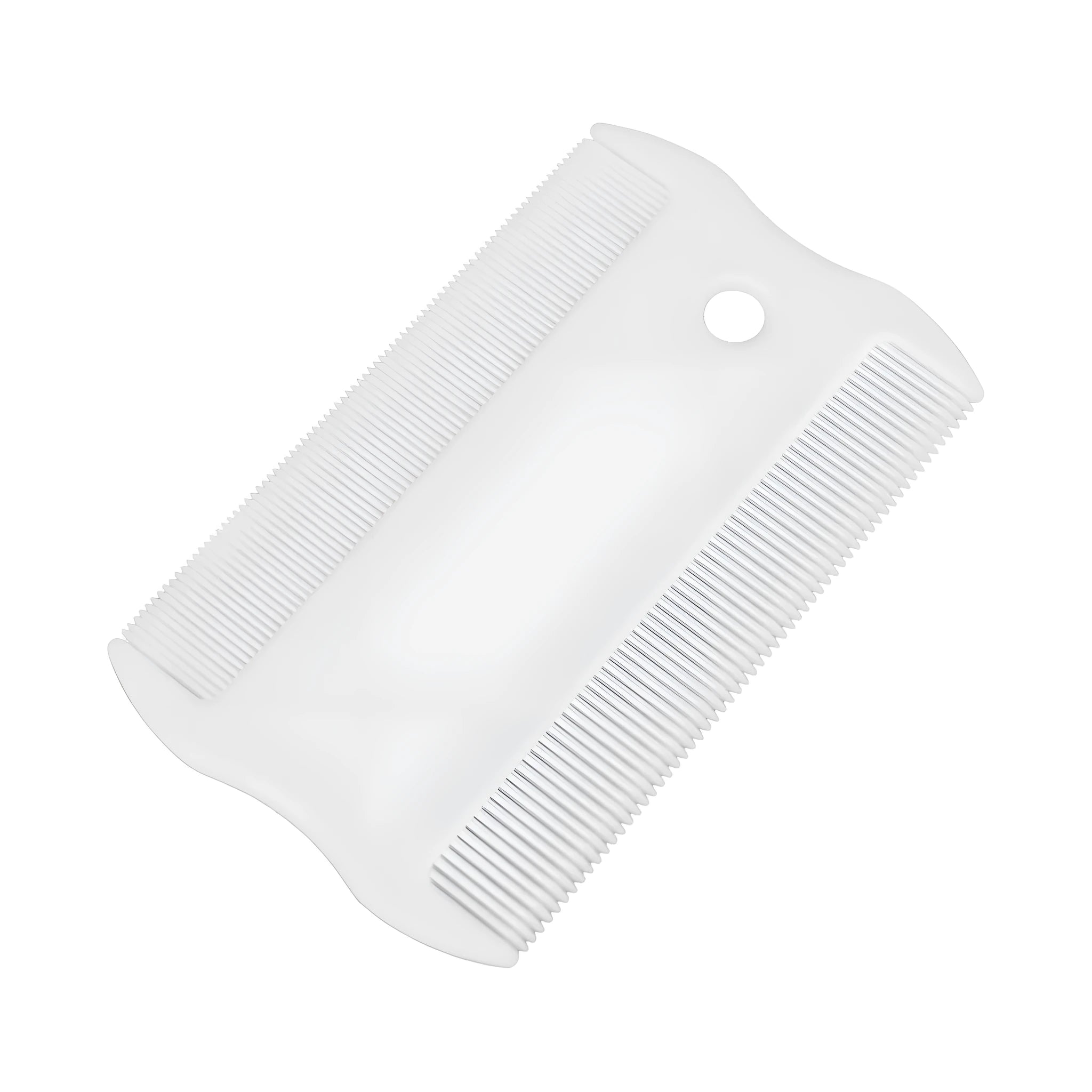 Double-sided plastic flea comb for pets with dense teeth and compact 0.85 x 5 cm dimensions