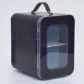 Car mini refrigerator with transparent door showing hot and cold dual-use function in black, pink or white colour options
