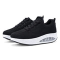 Women's platform shake shoes with air cushion, mesh upper, low heel, round toe, available in black, red and white