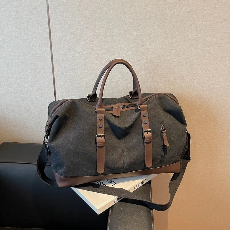Canvas dry wet separation holdall in black, milky white or green with 20-35L capacity and 16cm carry handles