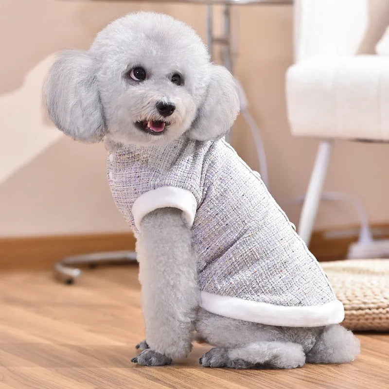 Black and purple PU cat sausage jacket shown in eight sizes for small and medium felines