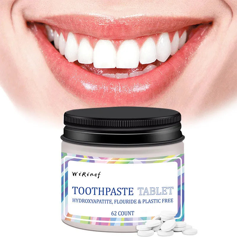 62 solid toothpaste tablets in portable pack for travel oral hygiene cleaning