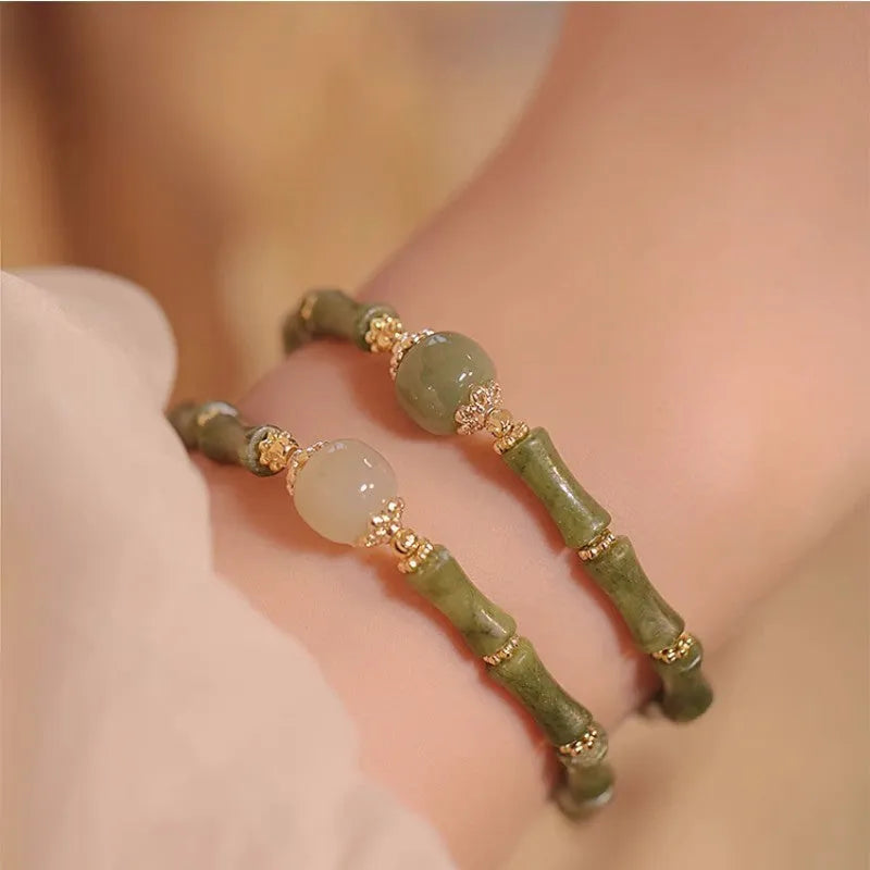 Hetian jade geometric round bracelet for women in Dark Green or Light Colour, simple style