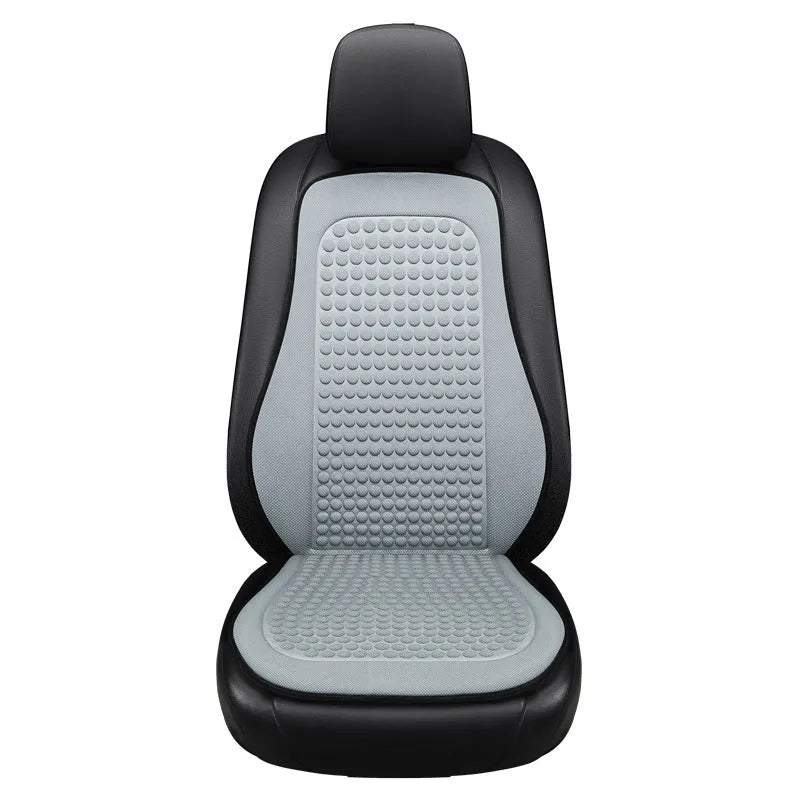 Cool silk tie-free massage seat cushion for car front single seat in Carbon Black, Fashion Gray, wine red, dark green, or eye-catching blue.
