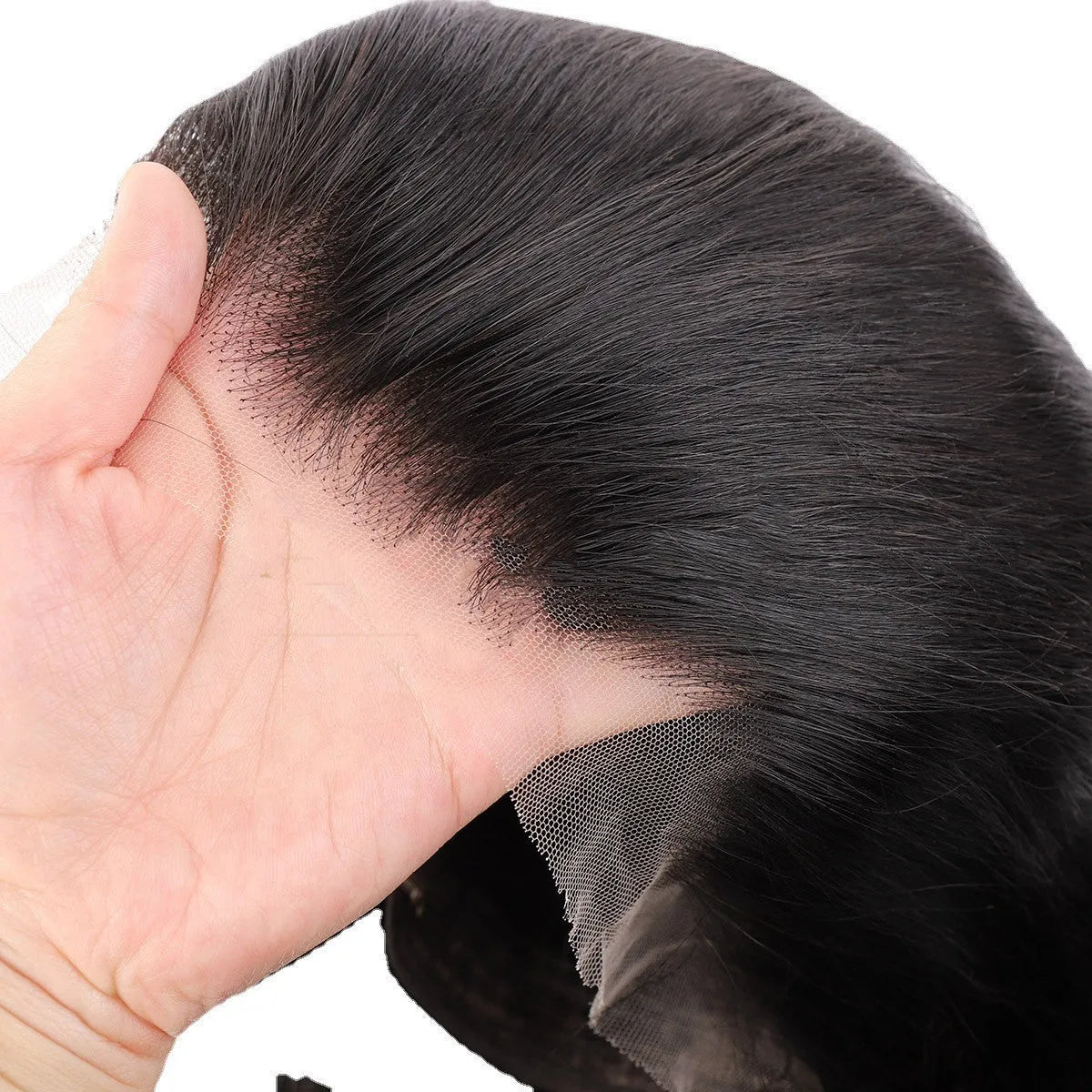 Human hair HD lace wig exotic style hand woven real hair in brown tone on mannequin head, 18-30 inch length options