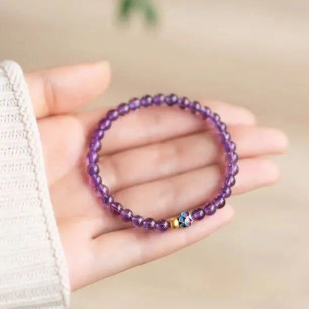 Nine Purple Lotus bracelet retro style women's mixed material bracelet
