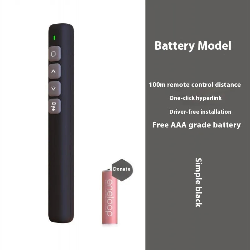 Whiteboard remote control pen for PPT presentations with universal receiver in multiple colour options