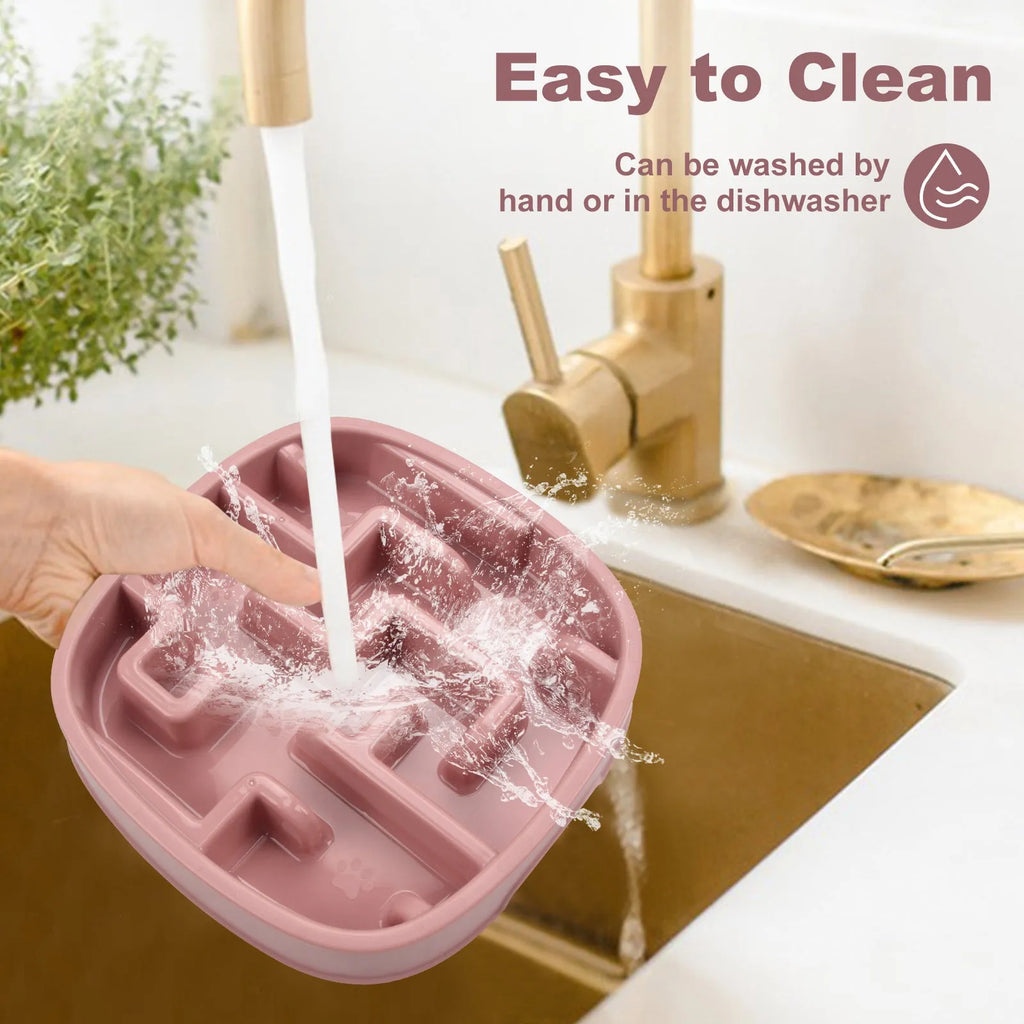 Maze design slow feeding pet bowl in macaron colour with anti-slip base