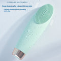 Green rechargeable silicone facial cleanser with seven speed settings and ABS body