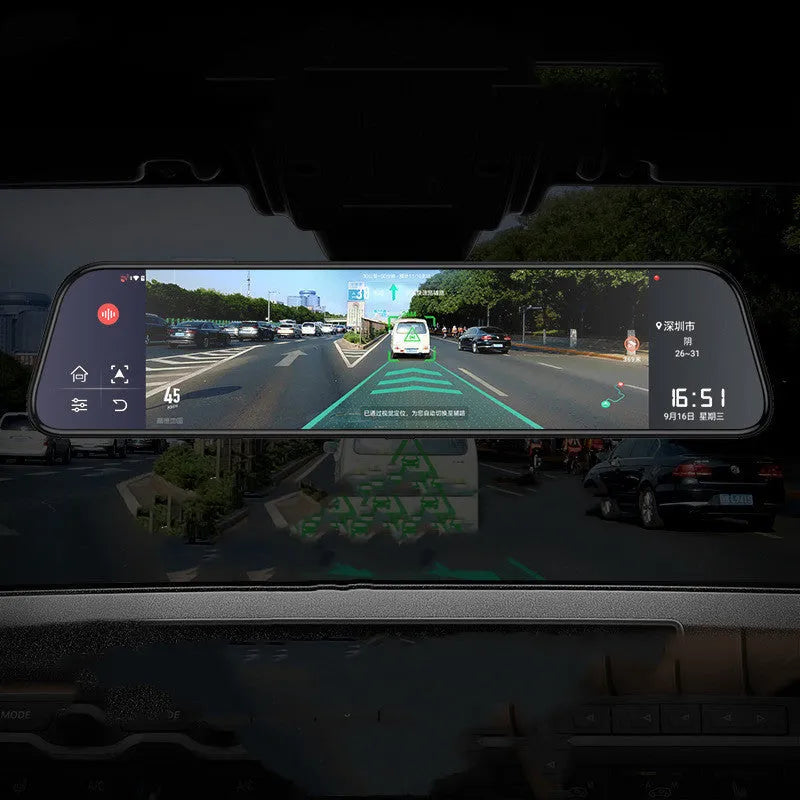 12-inch rearview mirror tachograph with dual cameras for commercial vehicles