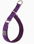P Chain style dog collar in nylon webbing with aluminium alloy hardware, shown in an adjustable size on a colour background.