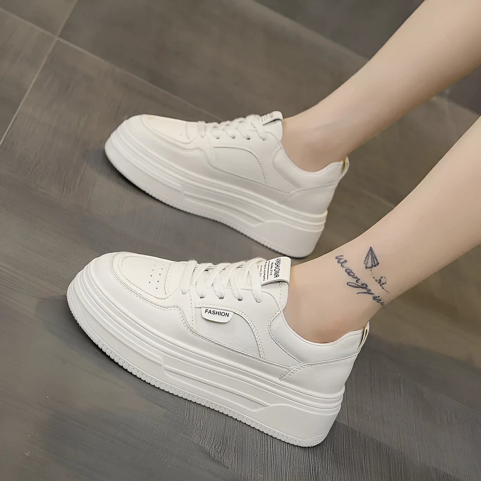 Platform thick sole casual sports skate shoes, cross shoulder straps, black and khaki, low top, round head, rubber sole