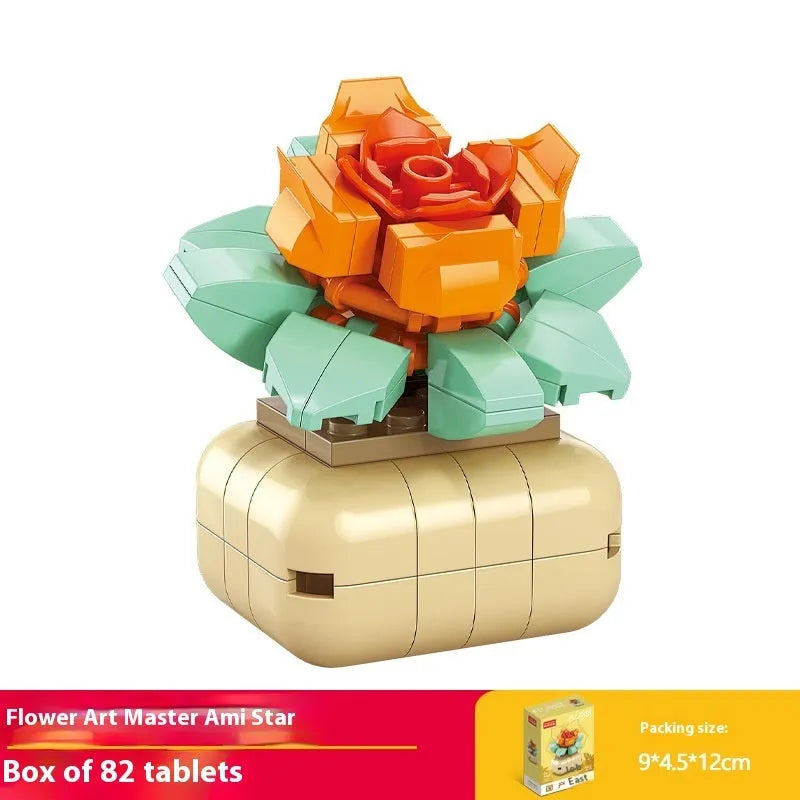 Plastic building blocks flower pot model assembly toy for teenagers