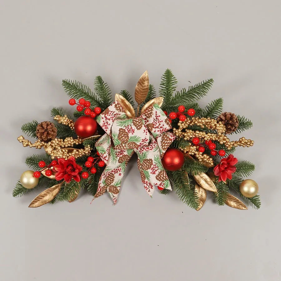 Plastic Christmas garland in American country style with optional lighting in four decorative variations