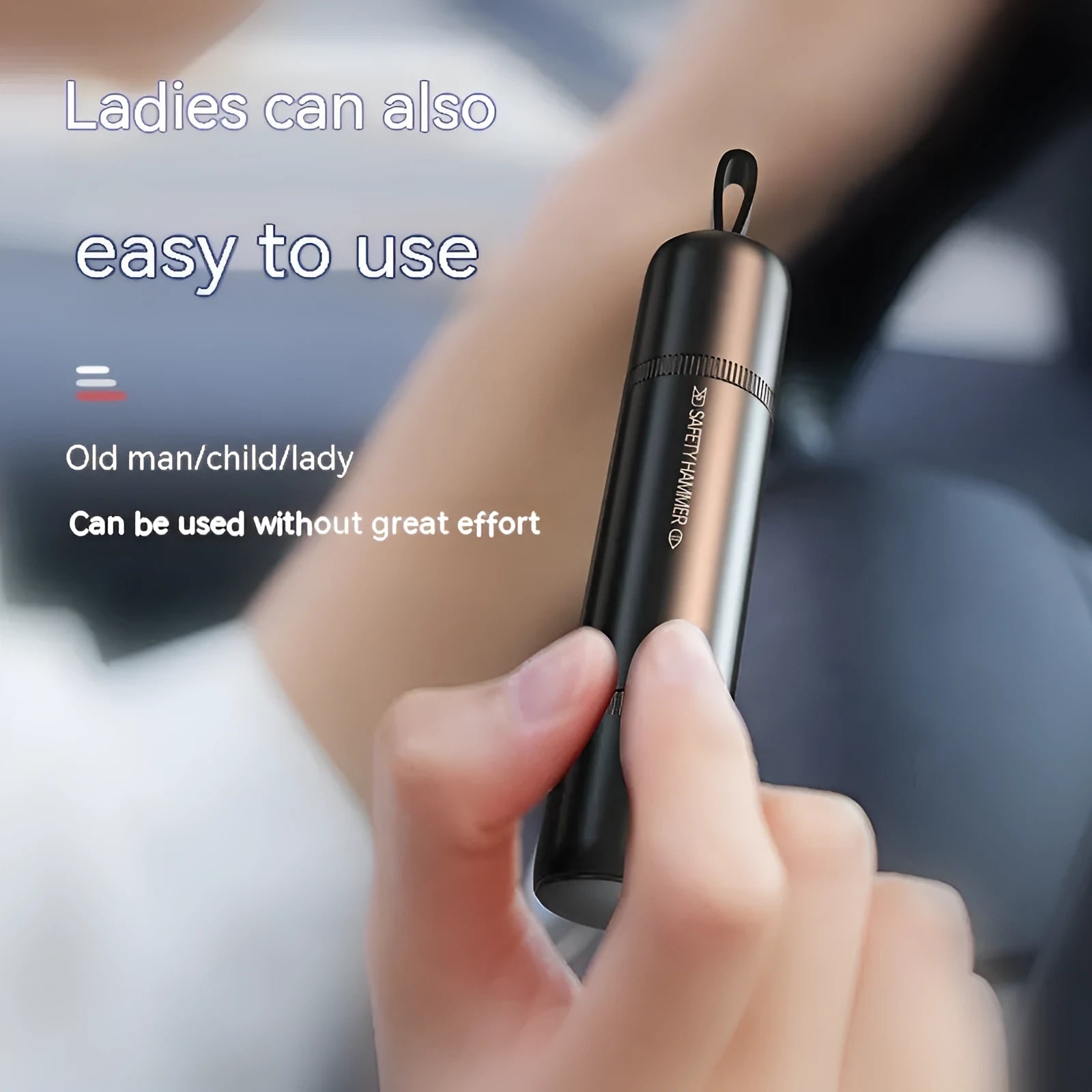 Aluminium alloy car emergency hammer with 4-in-1 safety functions including window breaker