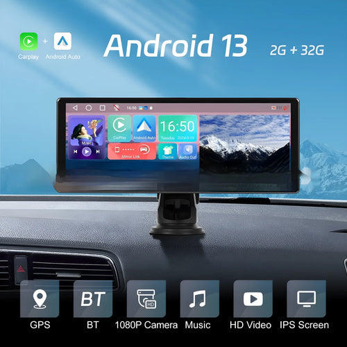 11.3-inch Android car touchscreen display with wireless CarPlay and Android Auto on universal vertical bracket
