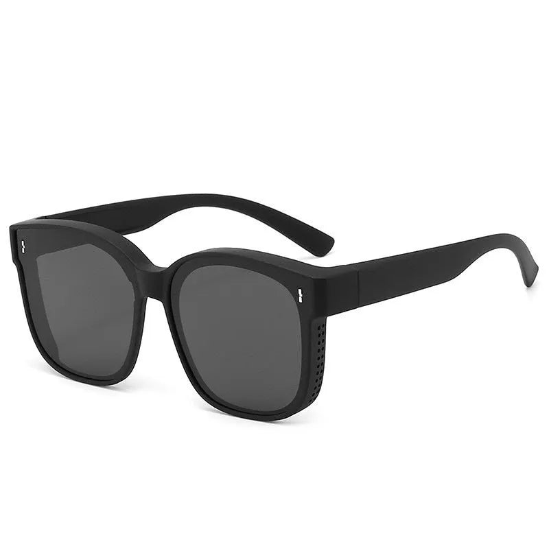 Summer driving polarised sunglasses with dual-use anti-glare mirror in sand black PC frame