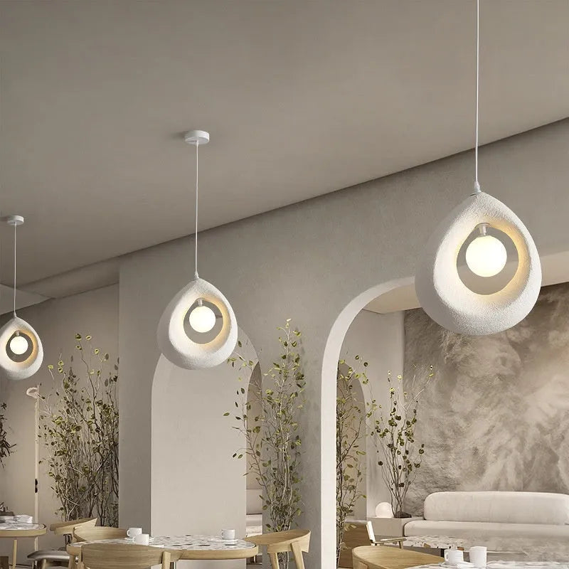 Retro restaurant style pendant chandelier with milky white 32x35cm lampshade