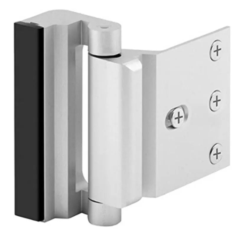 Silver aluminium alloy child safety door reinforced lock with 3 inch stop for American style doors