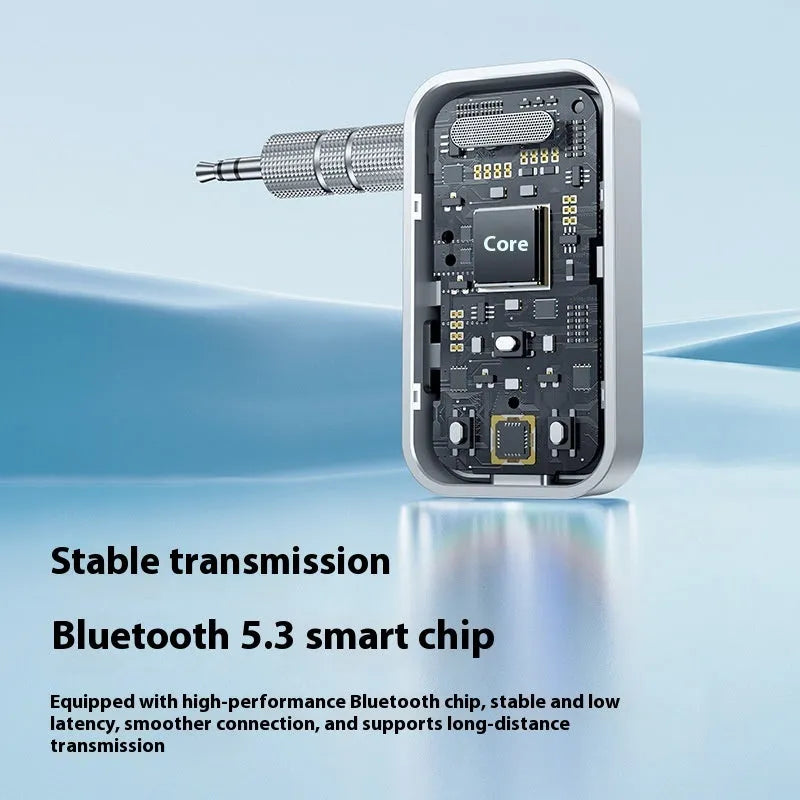 Bluetooth 5.3 audio receiver and transmitter with 3.5mm interface, Type-C power, 300mAh battery and 57x33x13.5mm body
