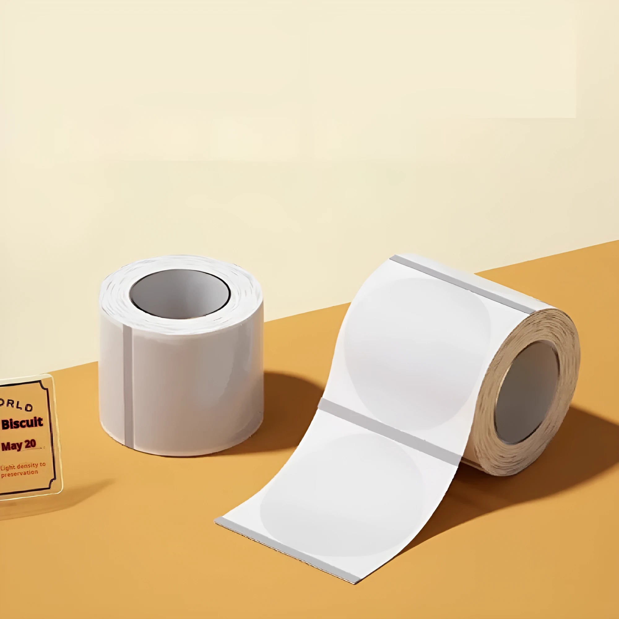 Assortment of transparent waterproof adhesive sticker labels in multiple sizes on sheet