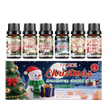 Christmas aromatherapy oil set showing six 60ml bottles with aroma therapy oils for festive home scenting