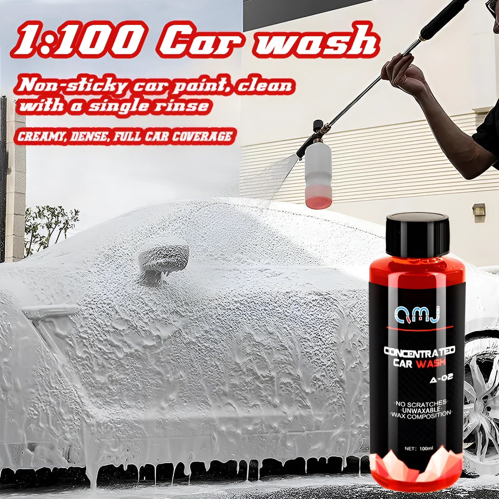 100ml bottle of concentrated high foam car cleaner for vehicle decontamination