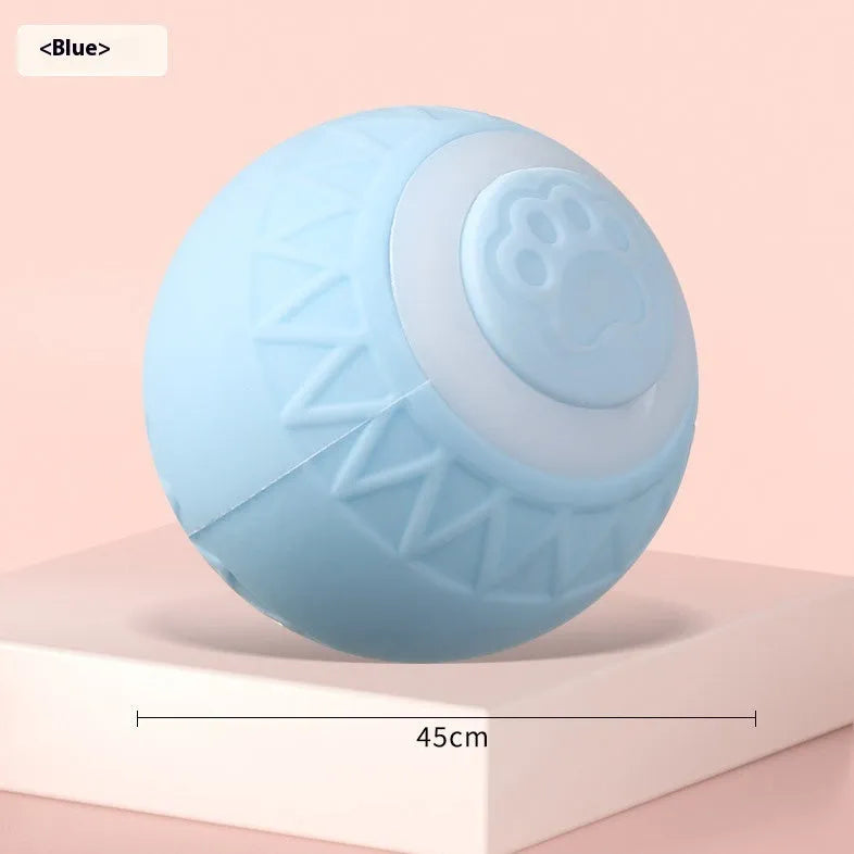 Blue rechargeable automatic moving bouncing rolling ball smart cat toy for indoor cats with charging cable