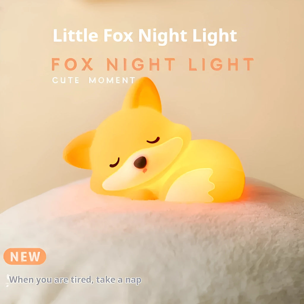 Fox-shaped USB rechargeable small night lamp with two-gear brightness and 1200mAh battery in colour box packaging
