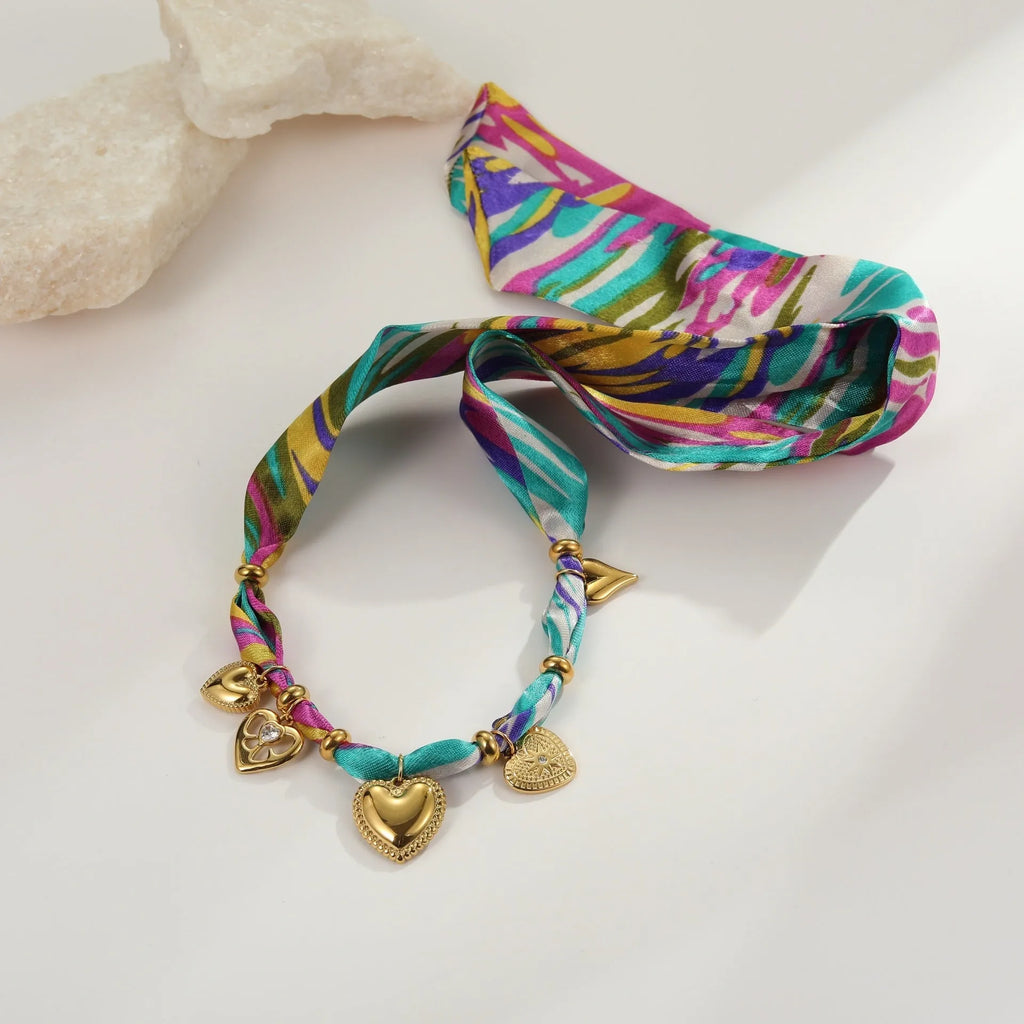 Geometric pendant chain necklace or bracelet with 18K gold electroplated finish on stainless steel